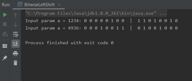run bitwise left shift run bitwise left shift