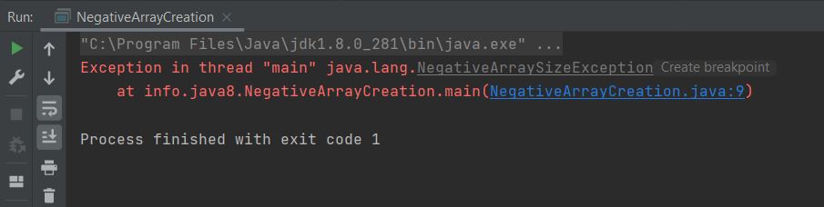 run negative array run negative array