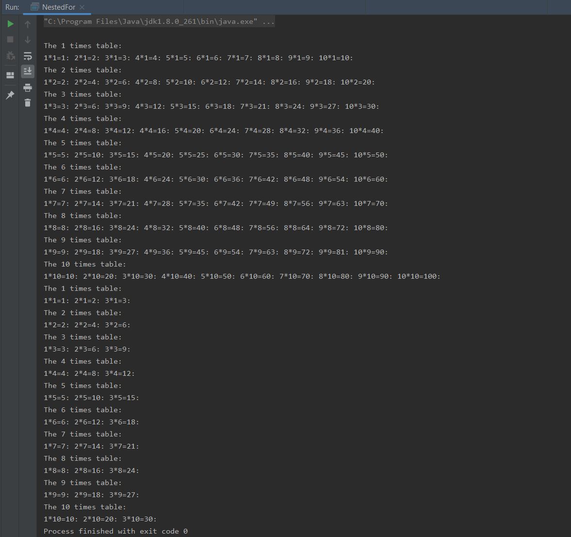run nested for run nested for